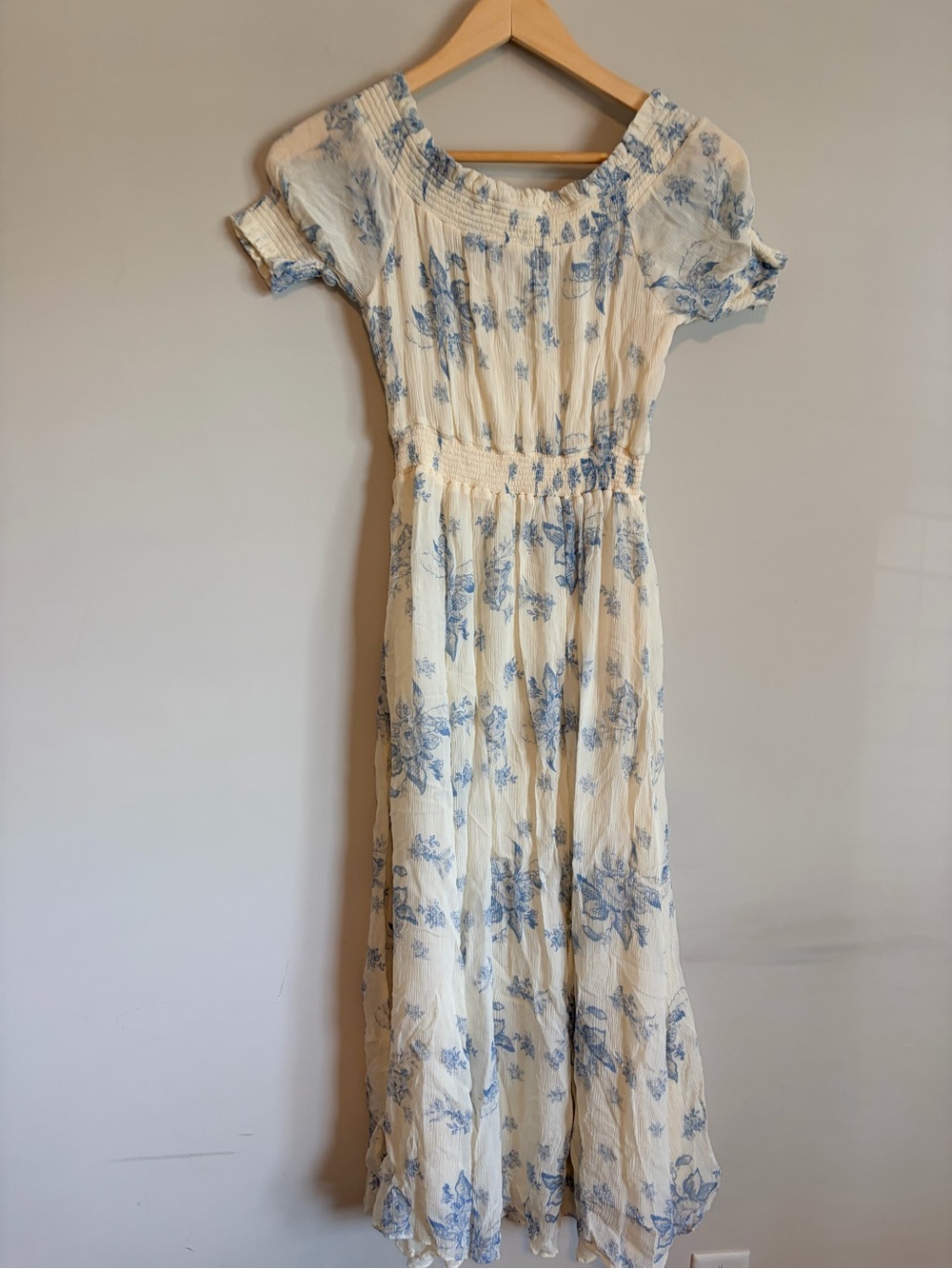 Lucchese Blue Floral Off-Shoulder Maxi Dress - Picture 2 of 7